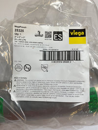 Viega MegaPress Fitting - 25325: 2" Tee P1 x P2 x P3, Carbon Steel