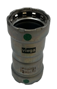 Viega MegaPress Fitting - 25010: 1" P x P Coupling with Stop Carbon Steel