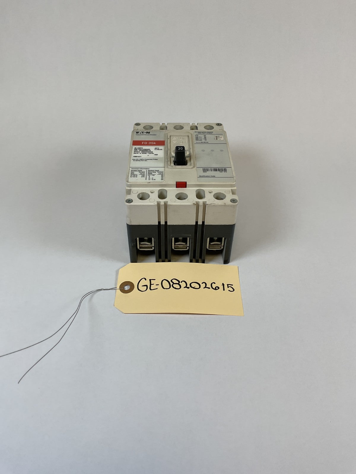 Eaton Cutler Hammer - FD3030BP10 - 30A, 600V, 3 Pole, 3Ph, 35k Breaker (Tested)