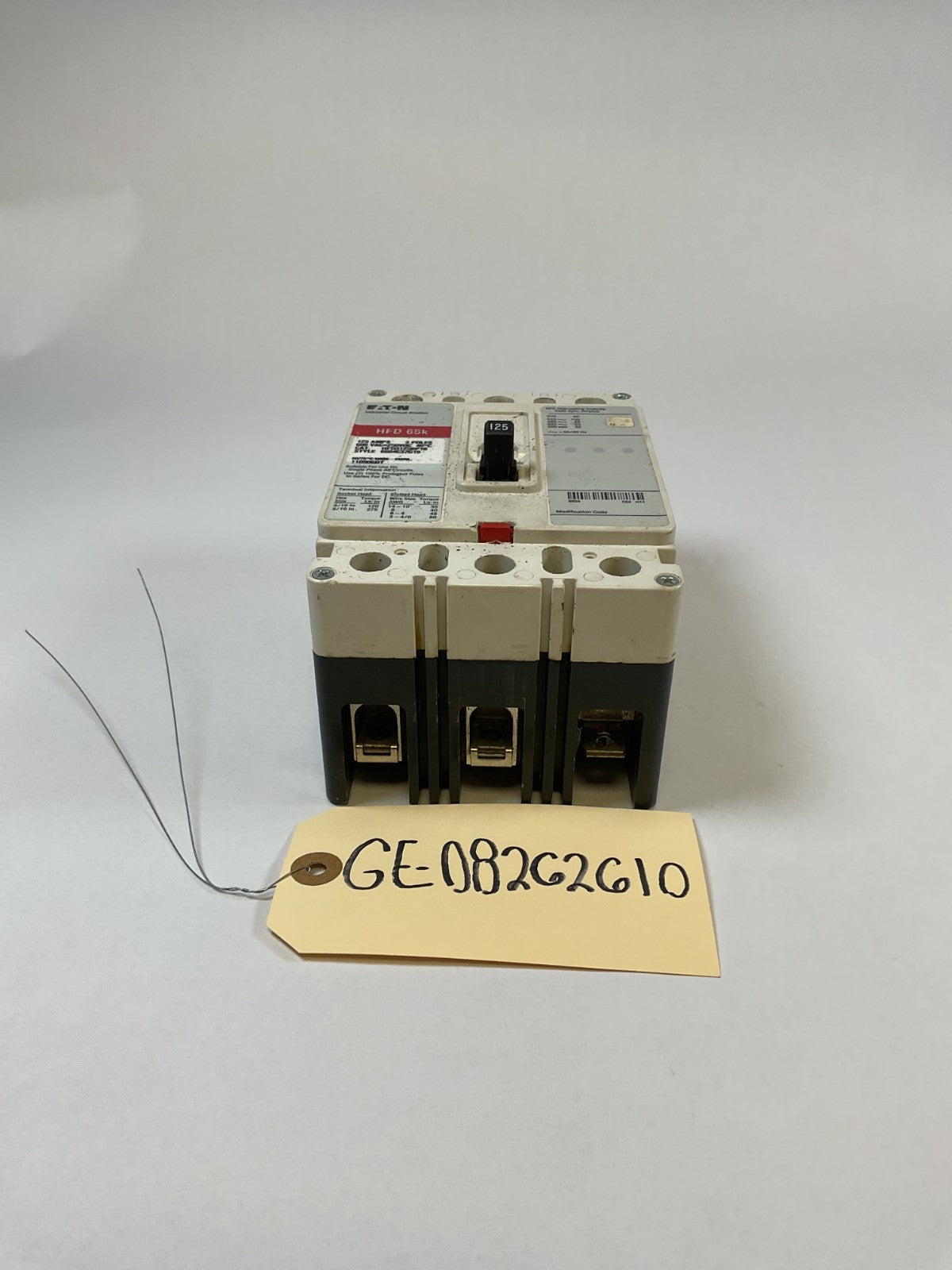 Eaton Cutler Hammer - HDF3125BP10 - 125A, 600V, 3 Pole, 3Ph, 65k Breaker