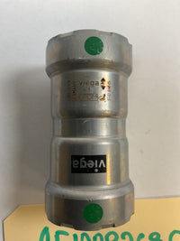 Viega MegaPress Fitting - 25010: 1" P x P Coupling with Stop Carbon Steel