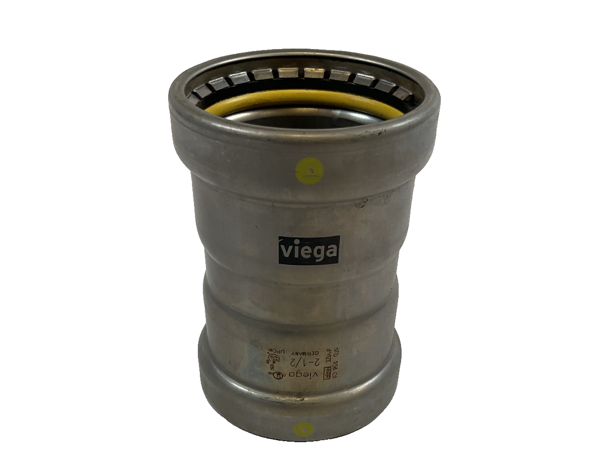 Viega MegaPressG Fitting - 28770: 2-1/2" Carbon Steel Gas XL Coupling with Stop
