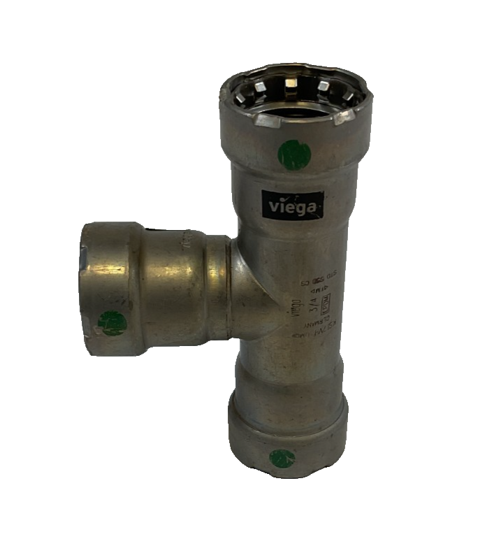 Viega MegaPress Fitting - 25305: 3/4" Tee P1 x P2 x P3, Carbon Steel